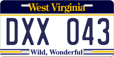 WV license plate DXX043
