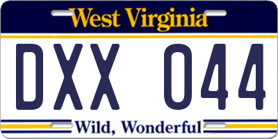 WV license plate DXX044