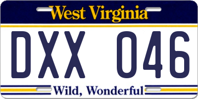 WV license plate DXX046