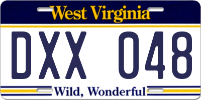 WV license plate DXX048