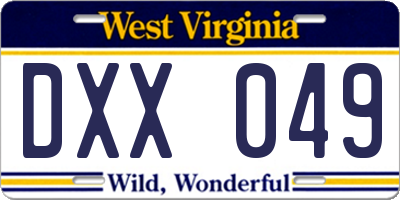 WV license plate DXX049