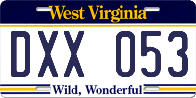 WV license plate DXX053