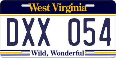 WV license plate DXX054