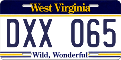 WV license plate DXX065