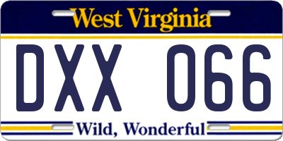 WV license plate DXX066