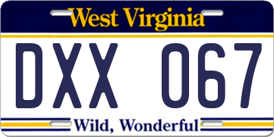 WV license plate DXX067