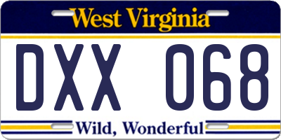 WV license plate DXX068