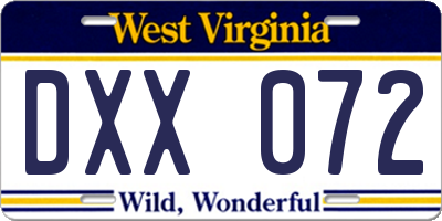 WV license plate DXX072