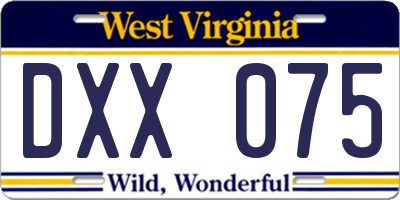 WV license plate DXX075
