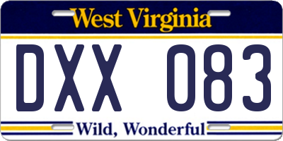 WV license plate DXX083