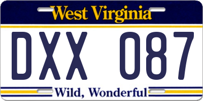 WV license plate DXX087