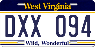WV license plate DXX094