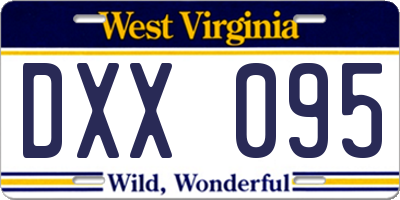 WV license plate DXX095