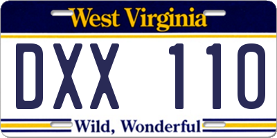WV license plate DXX110