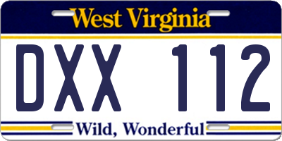 WV license plate DXX112
