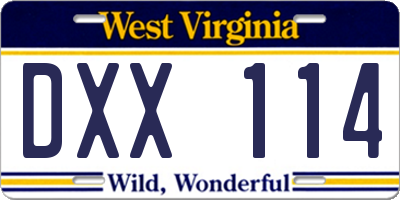 WV license plate DXX114