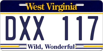WV license plate DXX117