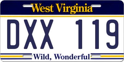 WV license plate DXX119