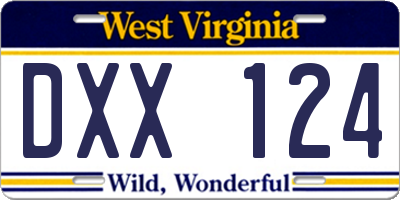 WV license plate DXX124