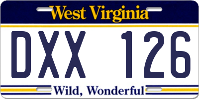 WV license plate DXX126