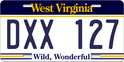 WV license plate DXX127