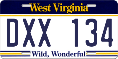 WV license plate DXX134