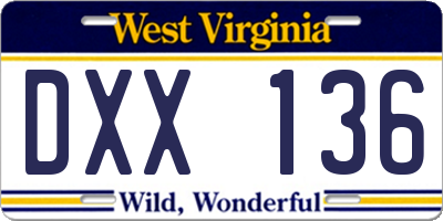 WV license plate DXX136