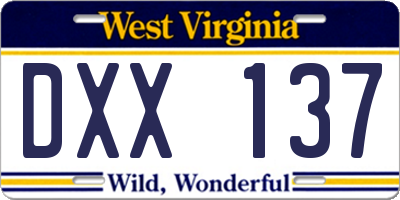 WV license plate DXX137