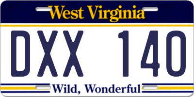 WV license plate DXX140