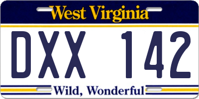 WV license plate DXX142