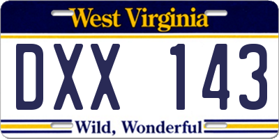 WV license plate DXX143