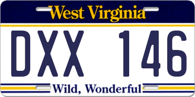 WV license plate DXX146