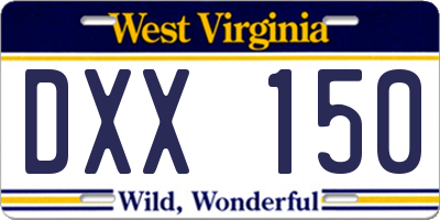 WV license plate DXX150