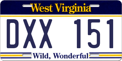 WV license plate DXX151