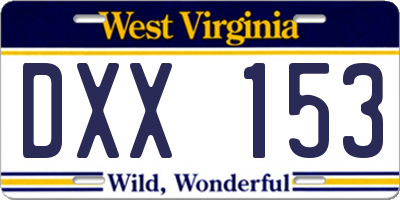WV license plate DXX153
