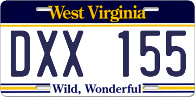 WV license plate DXX155