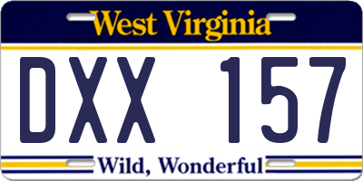 WV license plate DXX157
