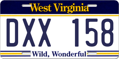 WV license plate DXX158