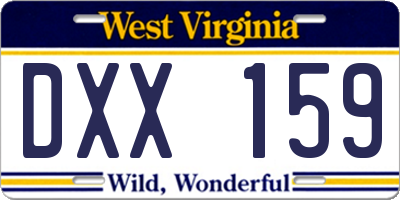 WV license plate DXX159
