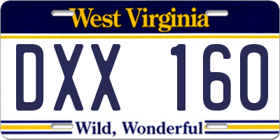 WV license plate DXX160