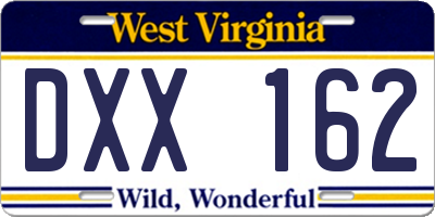 WV license plate DXX162