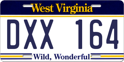 WV license plate DXX164