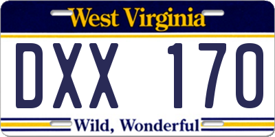 WV license plate DXX170