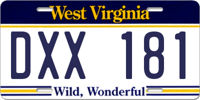 WV license plate DXX181