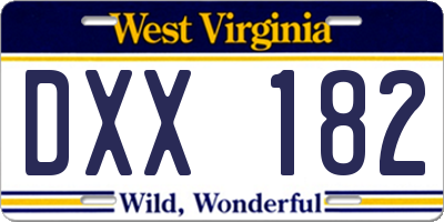 WV license plate DXX182