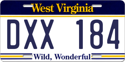 WV license plate DXX184