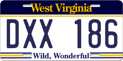 WV license plate DXX186