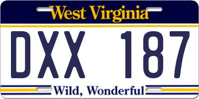 WV license plate DXX187