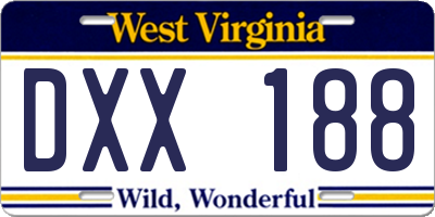 WV license plate DXX188