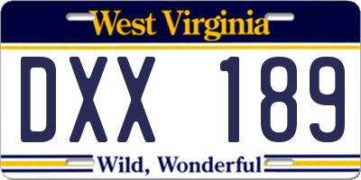 WV license plate DXX189